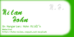 milan hohn business card